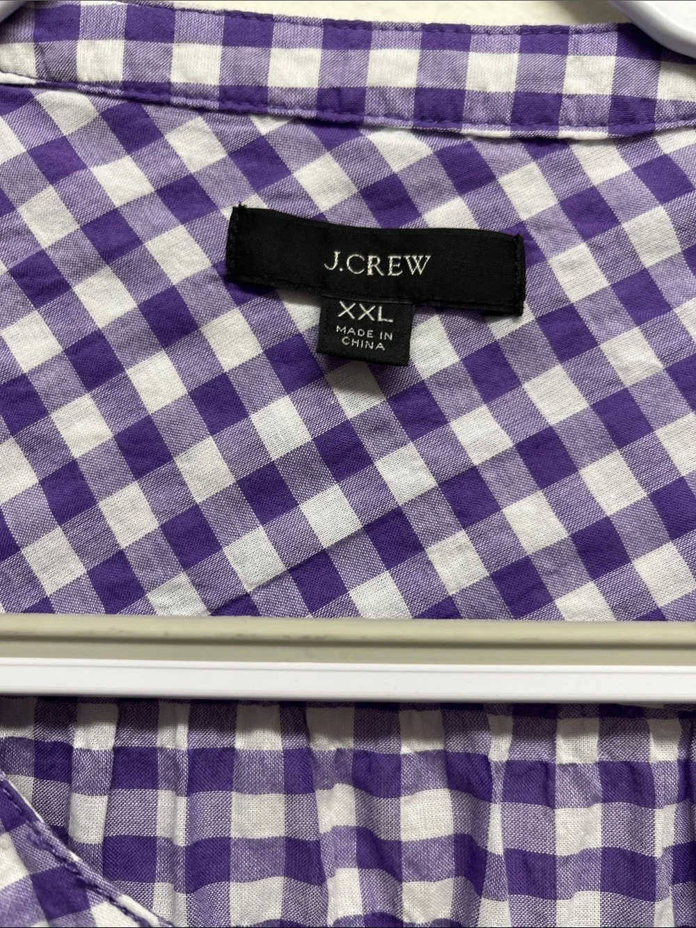 J.Crew Re-Imagined Purple Gingham Smocked Button-Front Women's Top Size XXL